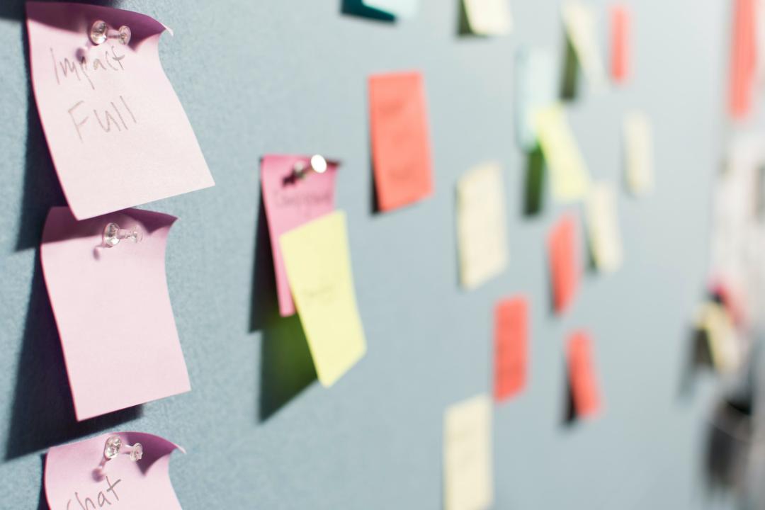 Sticky Notes on a white board